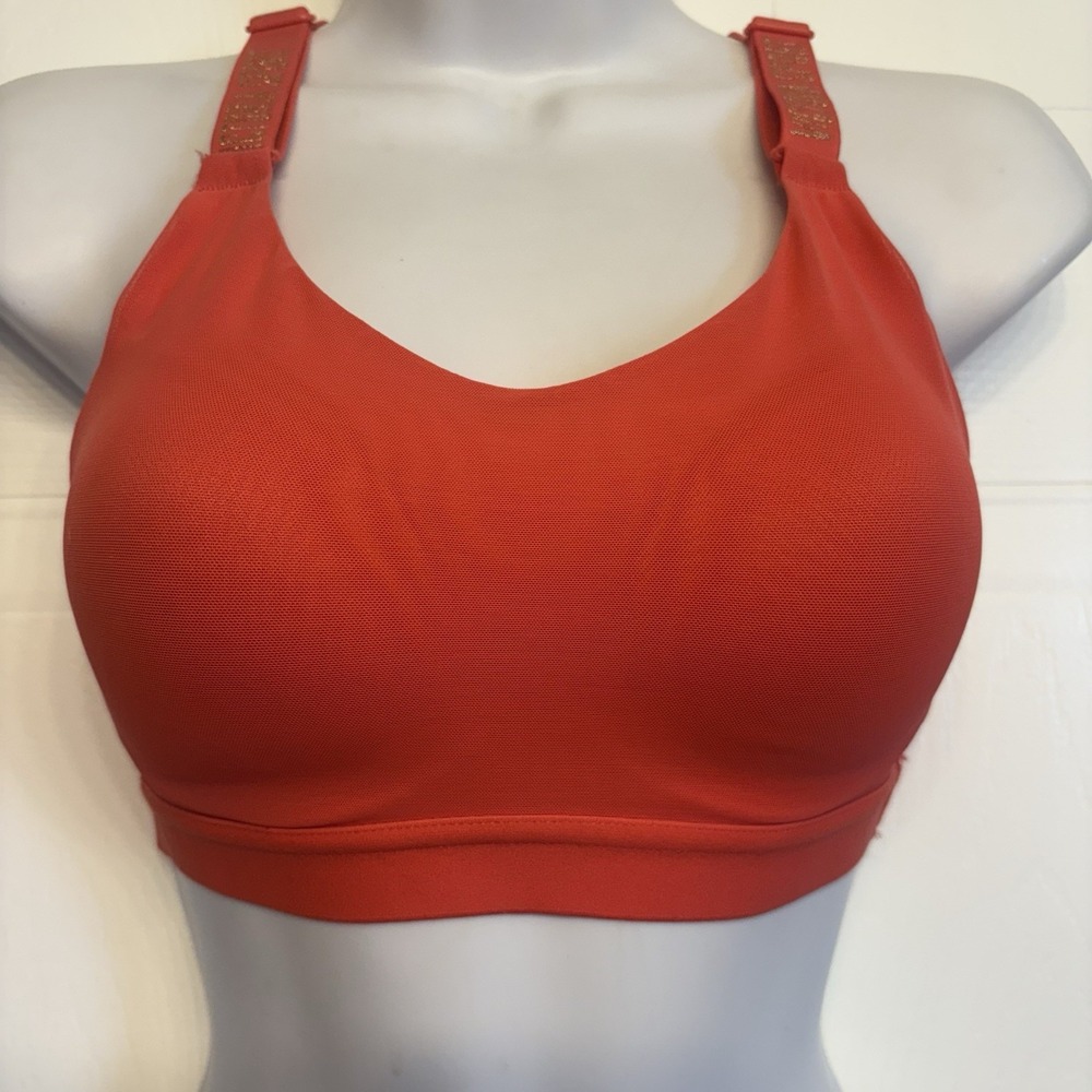 Victoria Sport Incredible Lightweight Sports Bra 34B Coral Orange Glitter NEW